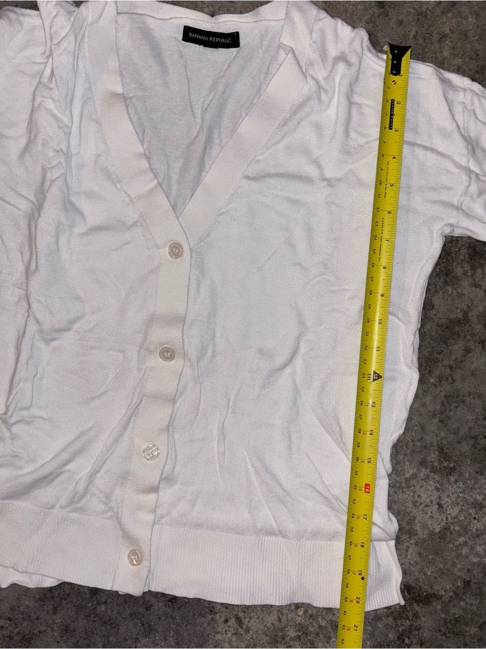 Banana Republic Cardigan Sweater Womens Medium White Cotton V Neck Button Front - Picture 13 of 14